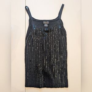 NY & Co Black Acrylic Sequin Tank Top – Glam Sleeveless Party Cami